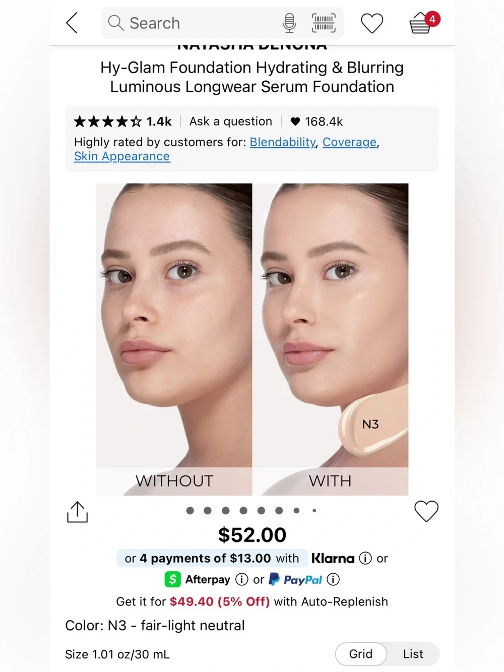 Natasha Denona Hy Glam Foundation Shade N3